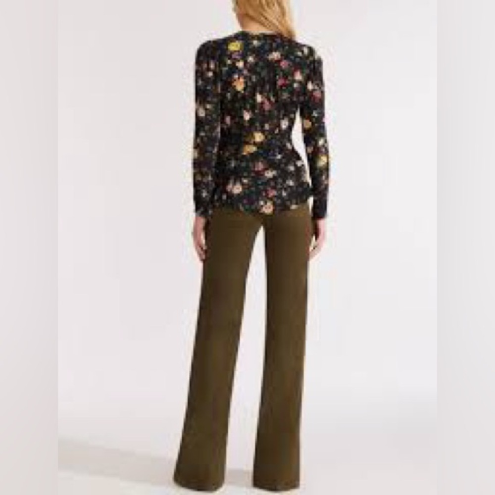 Veronica Beard Kiona Silk Blouse Black Floral Peplum $395. Excellent Size 00 - Picture 11 of 13